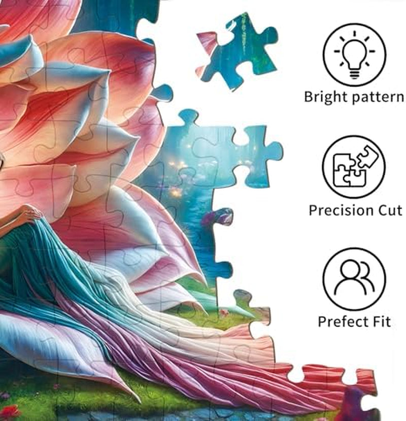 Flower Fairy Jigsaw Puzzle, Mythology Jigsaw Puzzles, Fairy Tale Forest Princess Challenging Puzzles for Adults 1000 Pieces, Home Decoration Puzzle, Interlock Perfectly No Dust