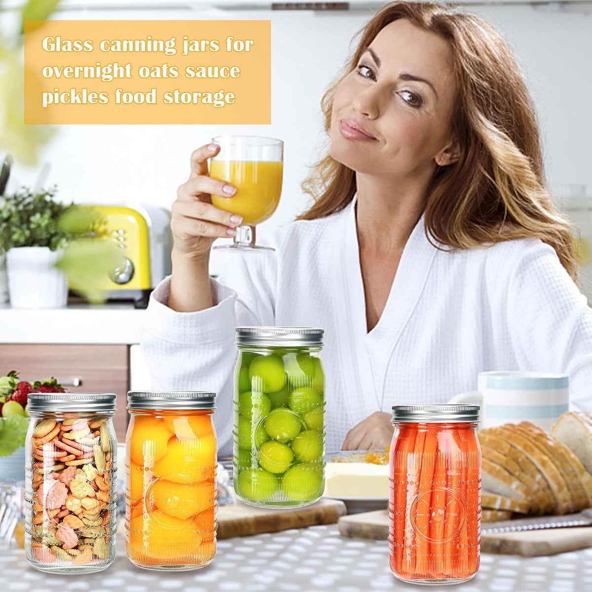 Wide Mouth Mason Jars with Lids 32Oz, 12 Pack Quart Canning Jars