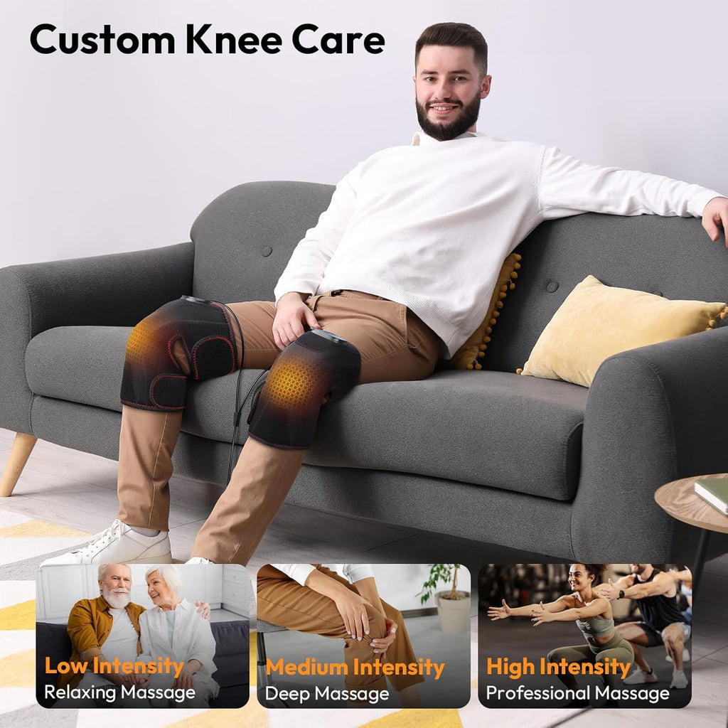 Knee Massager for Pain Relief,Air Compression Heating Pad for Knee,Heated Knee Warmers Wrap, 3 Modes & 3 Intensities