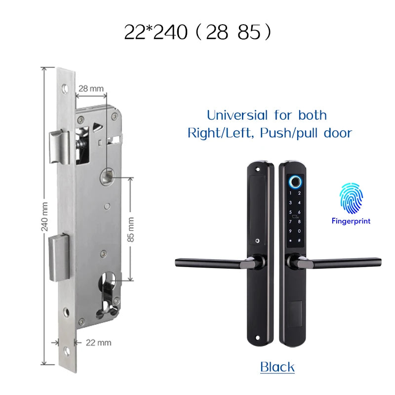 Stainless Steel Waterproof Biometric Fingerprint Door Lock Electronic Smart Door Lock RFID Card Lock for Aluminum Glass Door