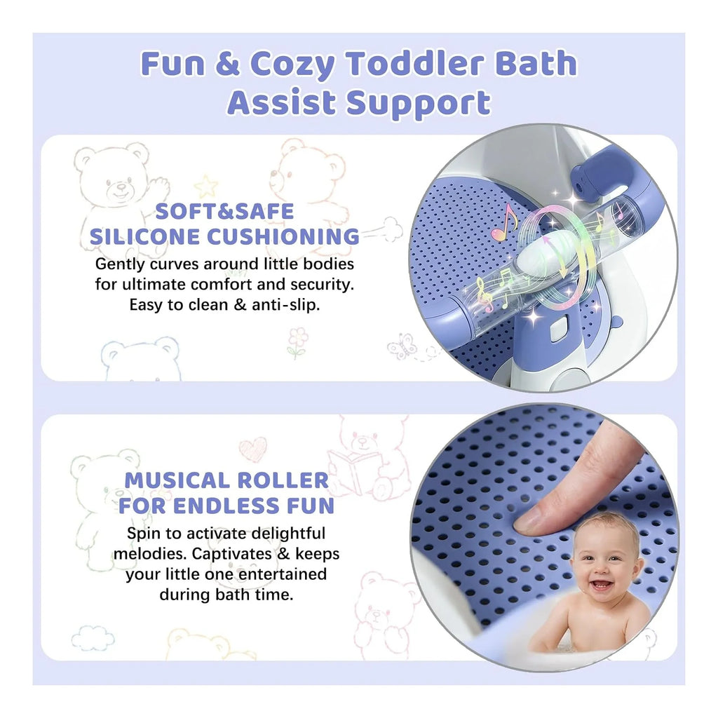 Baby Bath Seat for Babies 6 Months & up Non-Slip Toddler Bath Seats for Sitting up Infant Bathtub Chair with Suction Cups and Soft Cushion for Baby Shower Tub Seat