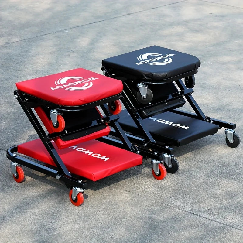 Ultimate 2-In-1 Mechanic Creeper Seat with Wheels - Heavy-Duty Adjustable Rolling Stool for Garage & Auto Shop