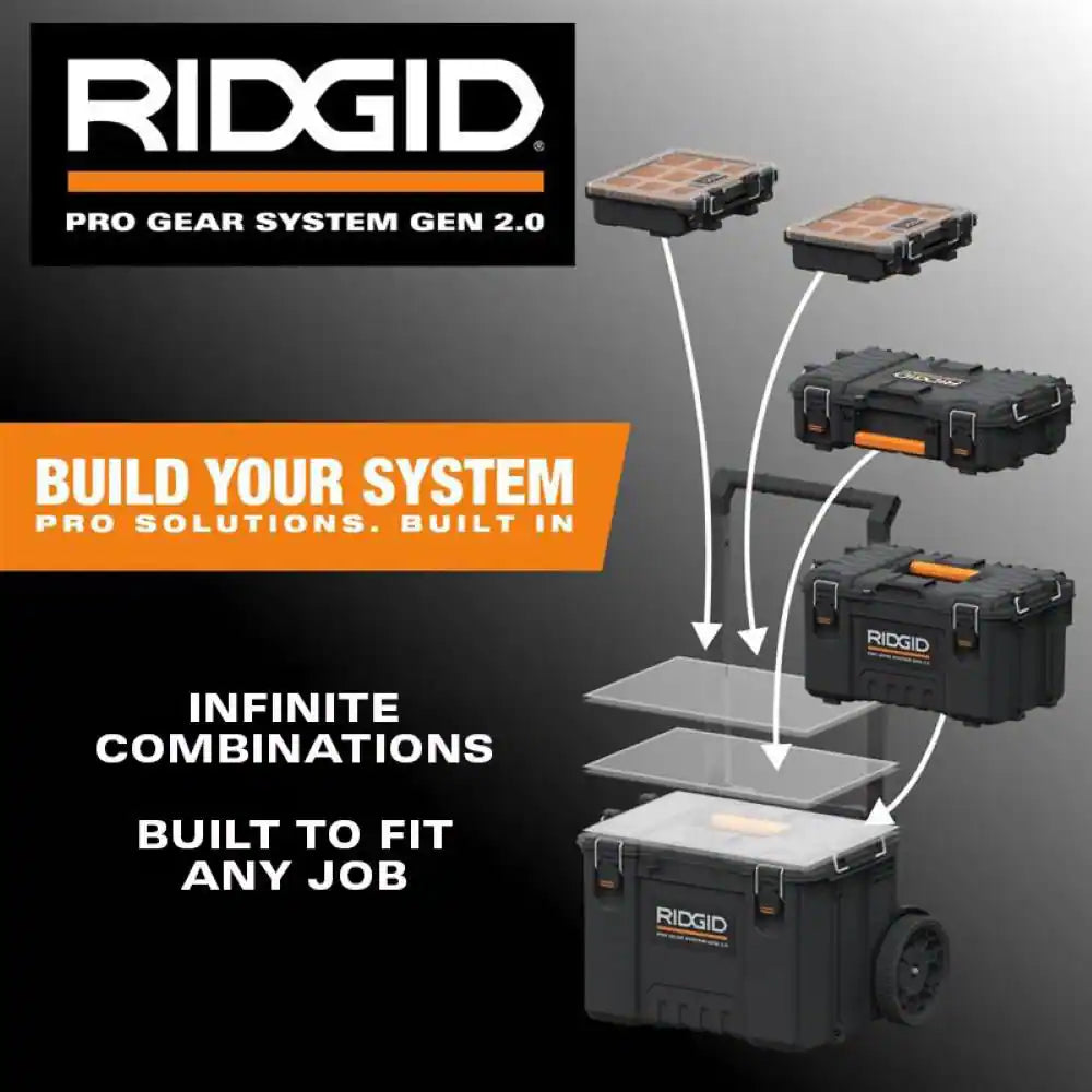 Pro Gear System Gen 2.0 Stackable Durable 22 In. Modular Tool Box Storage with Heavy Duty Latches and Handles
