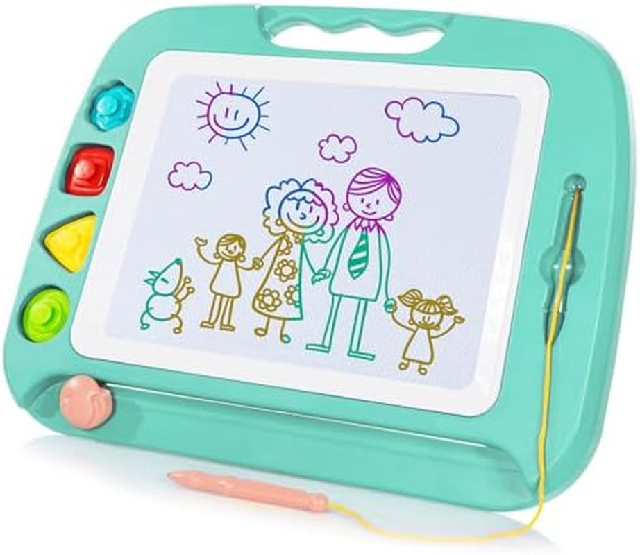 Toddler Toys for Kids, Large Magnetic Drawing Board for Birthday Gift, Toys for 1 2 3 4 Year Old Girls Boys, Etch & Sketch Pad with 4 Stamps, Learning and Educational, 16 ×13 In, Green