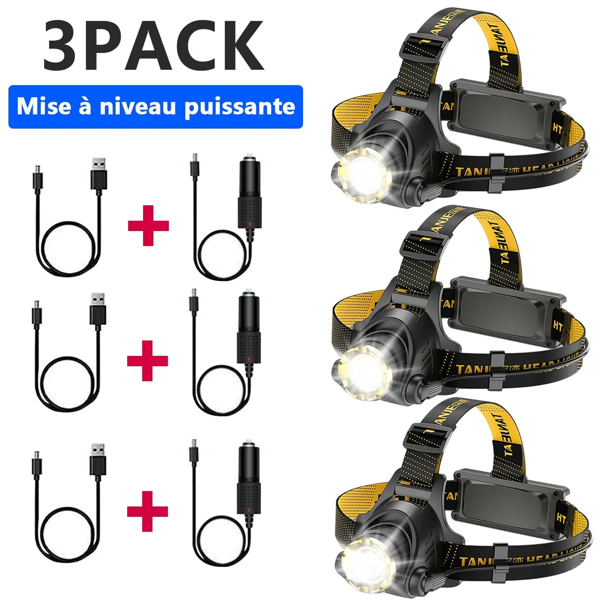 LED Headlamp Rechargeable Head Torch Zoom Headlight Lamp Flashlight Fishling Camping Light with 3 Modes Work Light