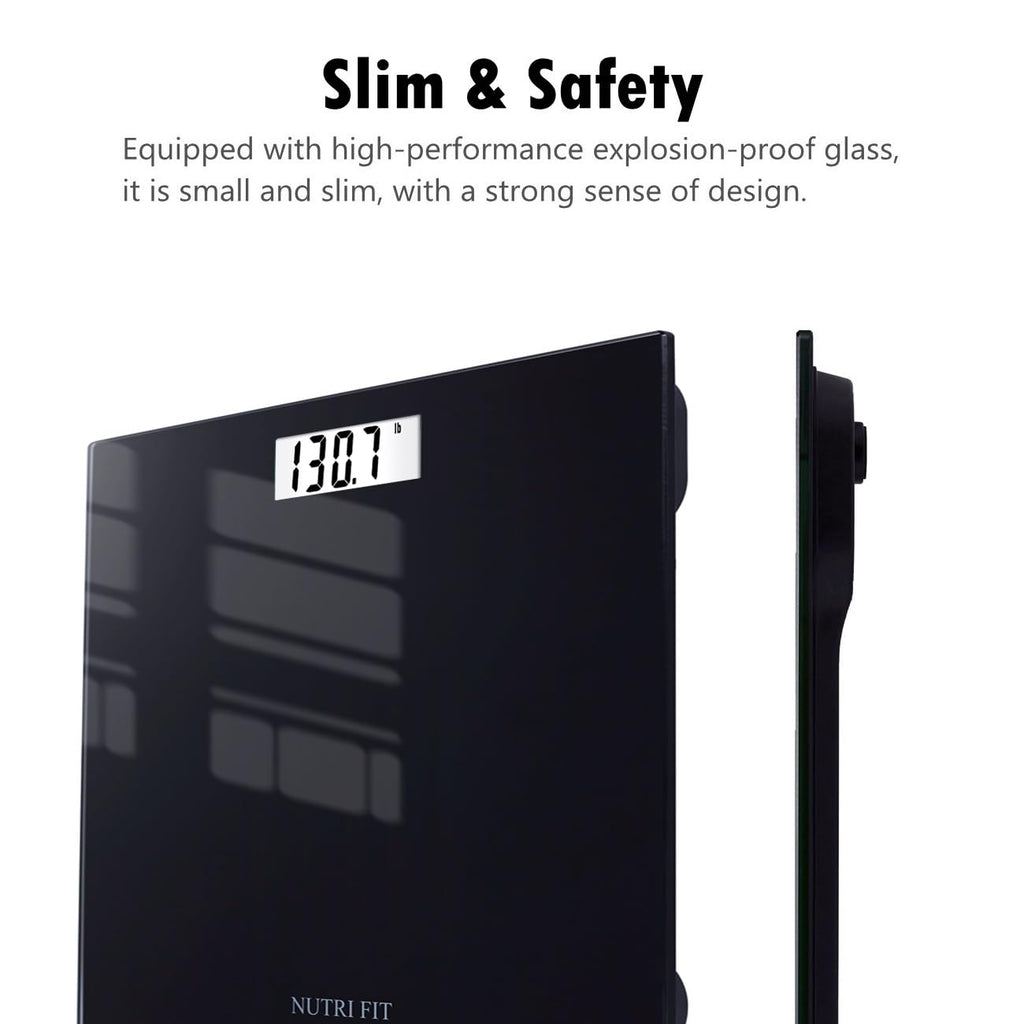 Digital Bathroom Scale Body Weight Scales 400 Lbs Ultra Slim Most Accurate for Gym Yoga Studio with Large Backlit Display, Black