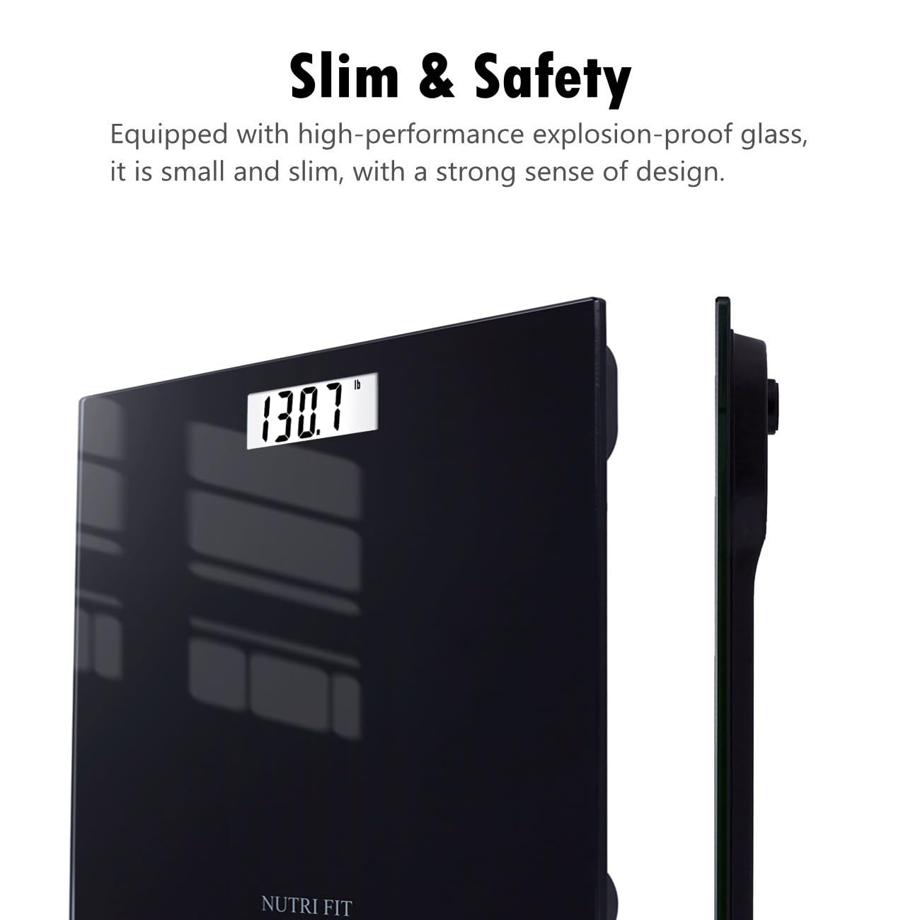 Digital Bathroom Scale Body Weight Scales 400 Lbs Ultra Slim Most Accurate for Gym Yoga Studio with Large Backlit Display, Black
