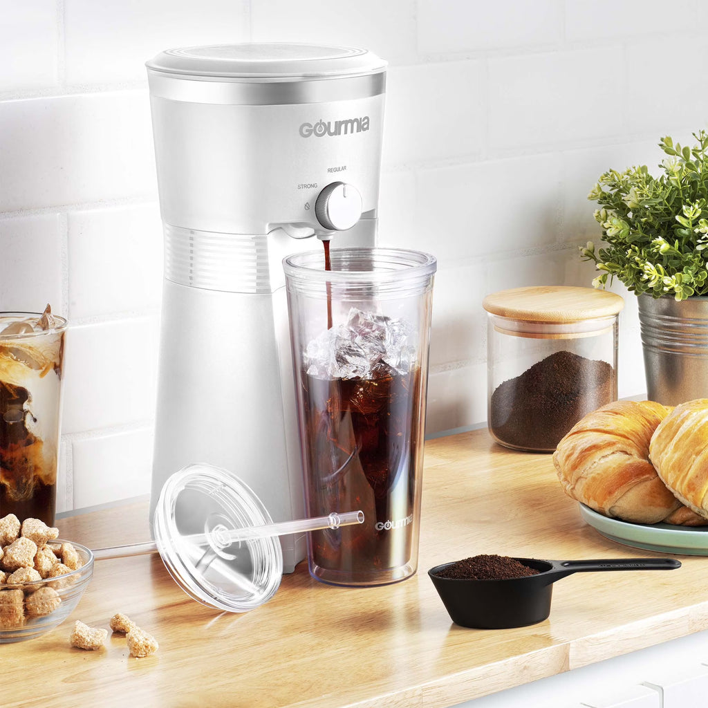 Iced Coffee Maker with 25 Fl Oz. Reusable Tumbler, White