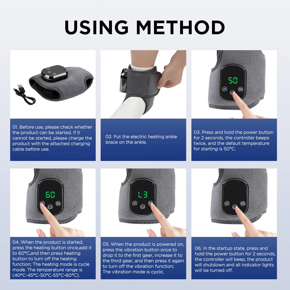 Cross-Border New USB Electric Ankle Protection Hot Compress Massager Rechargeable Ankle Joint Care Foot Massager