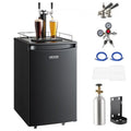 Beer Kegerator, Dual Tap Draft Beer Dispenser, Full Size Keg Refrigerator with CO2 Cylinder, Shelves, Drip Tray & Rail, 32¡Ãf- 50¡Ãf Temperature Control, Hold 1/6, 1/4, 1/2 Barrels, Black