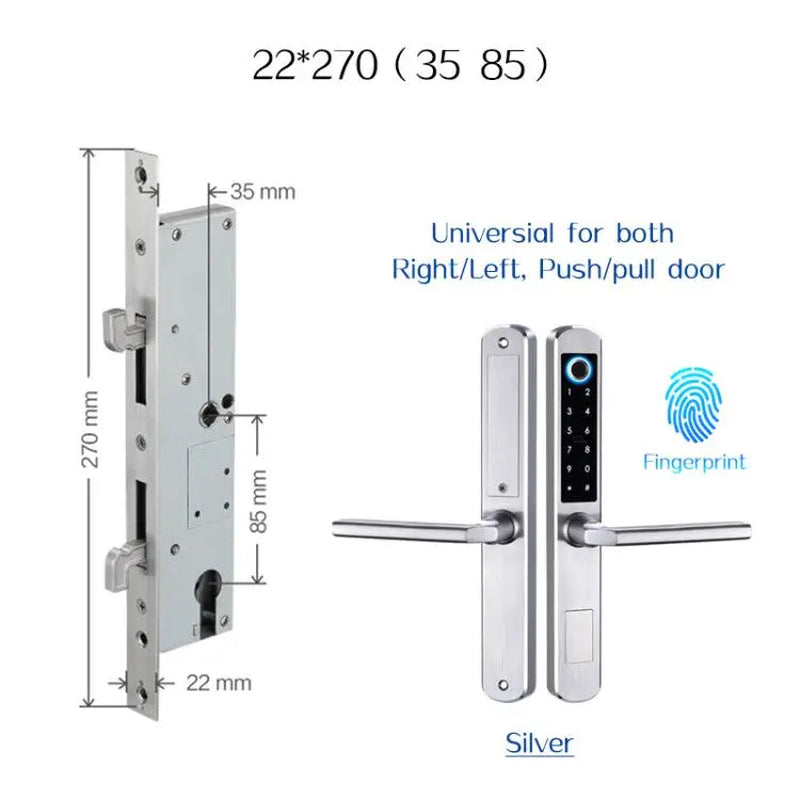 Stainless Steel Waterproof Biometric Fingerprint Door Lock Electronic Smart Door Lock RFID Card Lock for Aluminum Glass Door