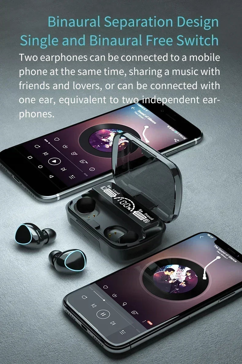 M10 Wireless Headphone Bluetooth Earphones Waterproof Earpieces Sport Earbuds for Huawei Iphone OPPO Xiaomi TWS Music Headset