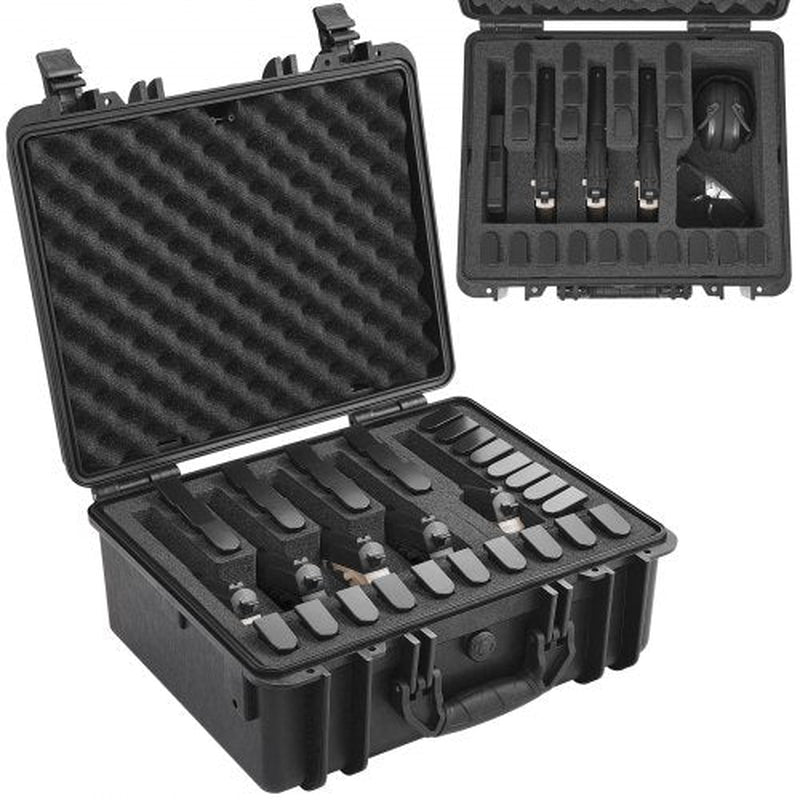 Hard Pistol Cases with Pre-Cut Lining, Waterproof & Dustproof Hard Gun Case for 5 Pistol, 18.9¡Á16.3¡Á8.5 in Lockable Pistol Case, Black
