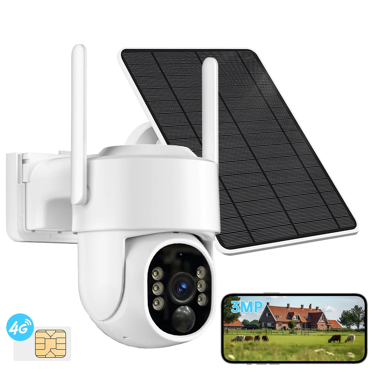 4G Rechargeable Battery PTZ CAMERA with 64GB Memory Card 4MP Dome Solar Camera CCTV Security 360 Degree Ip PTZ Camera