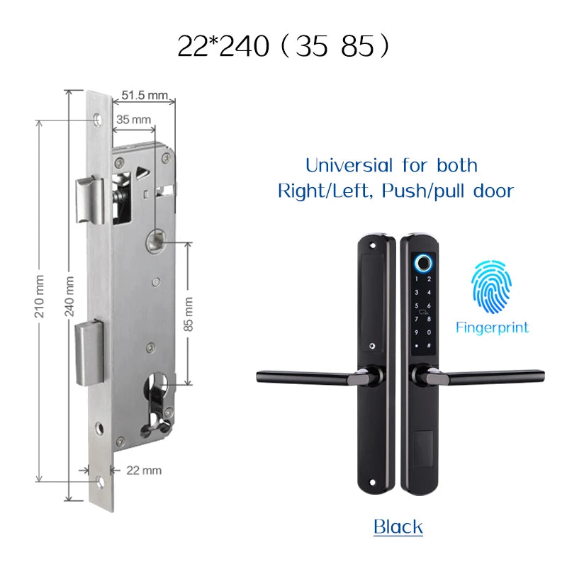 Stainless Steel Waterproof Biometric Fingerprint Door Lock Electronic Smart Door Lock RFID Card Lock for Aluminum Glass Door