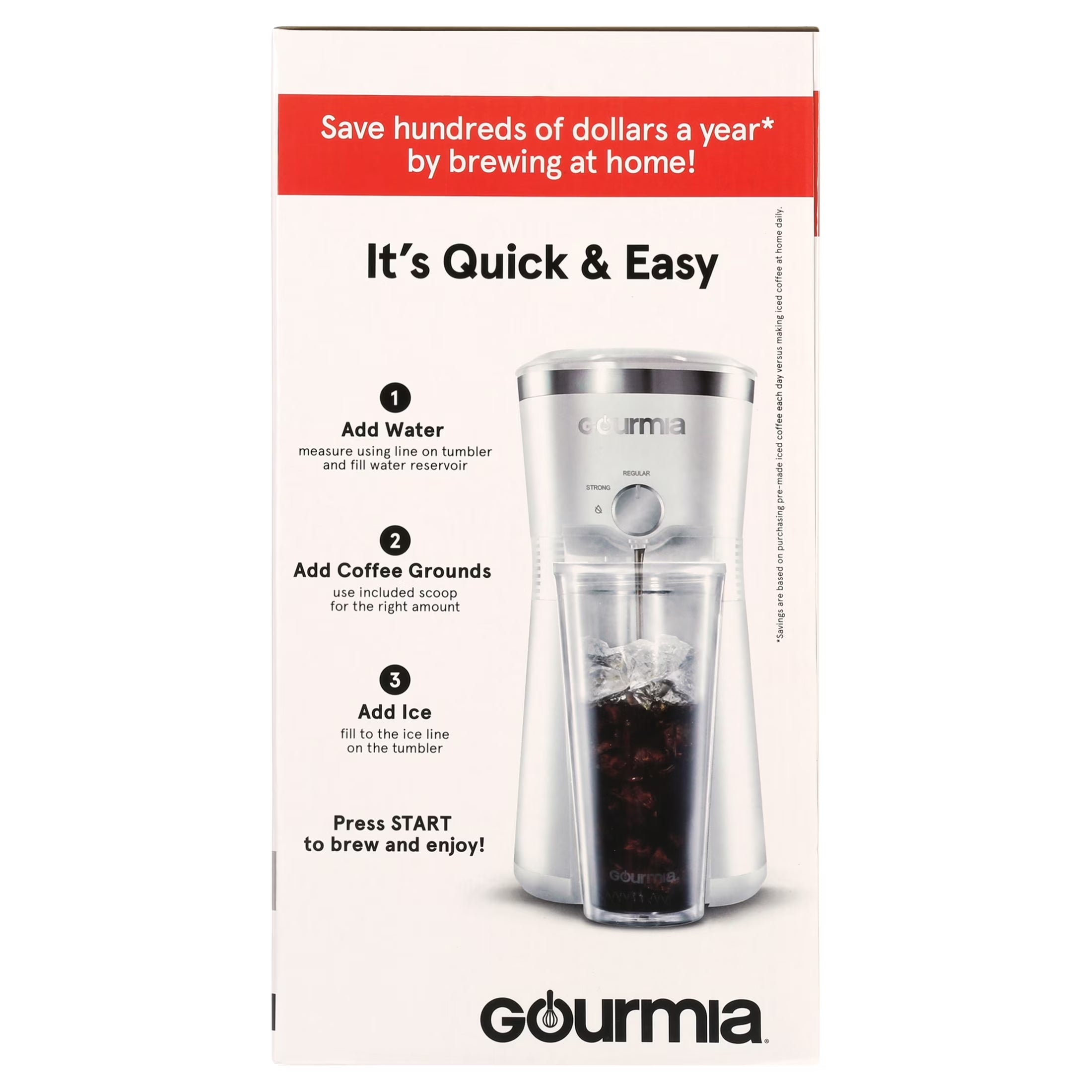 Iced Coffee Maker with 25 Fl Oz. Reusable Tumbler, White