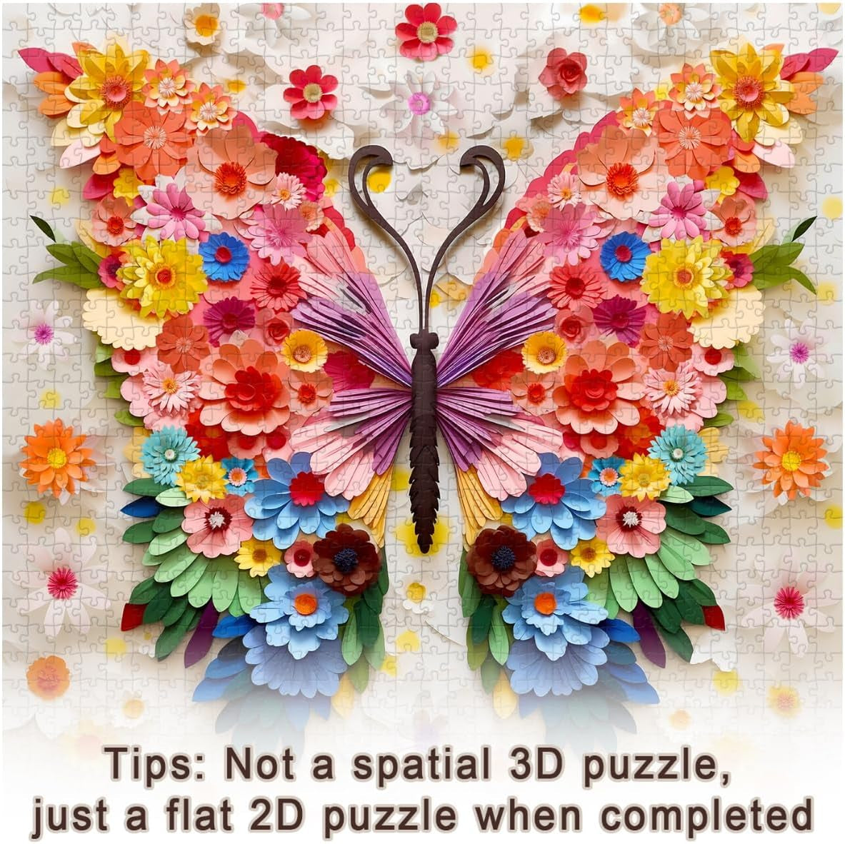 Butterfly Puzzles for Adults 1000 Pieces, Challenging Colorful Flower Butterflies Puzzles with Paper Art, Difficult Animal Plant Jigsaw Puzzles for Adults