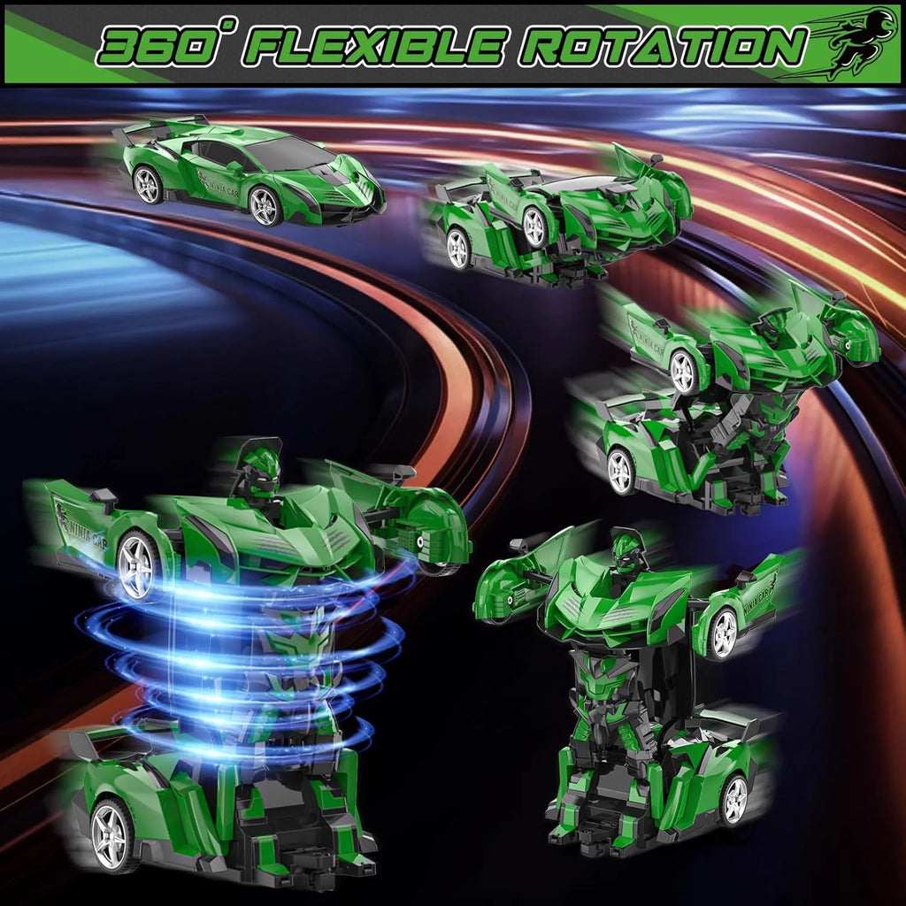 Rc Cars for Boys 4-7 8-12, 2.4Ghz Remote Control Car 1:18 Scale Transforming Robot, One-Button Deformation 360° Rotation Car Toy Gifts for Boys 3-5