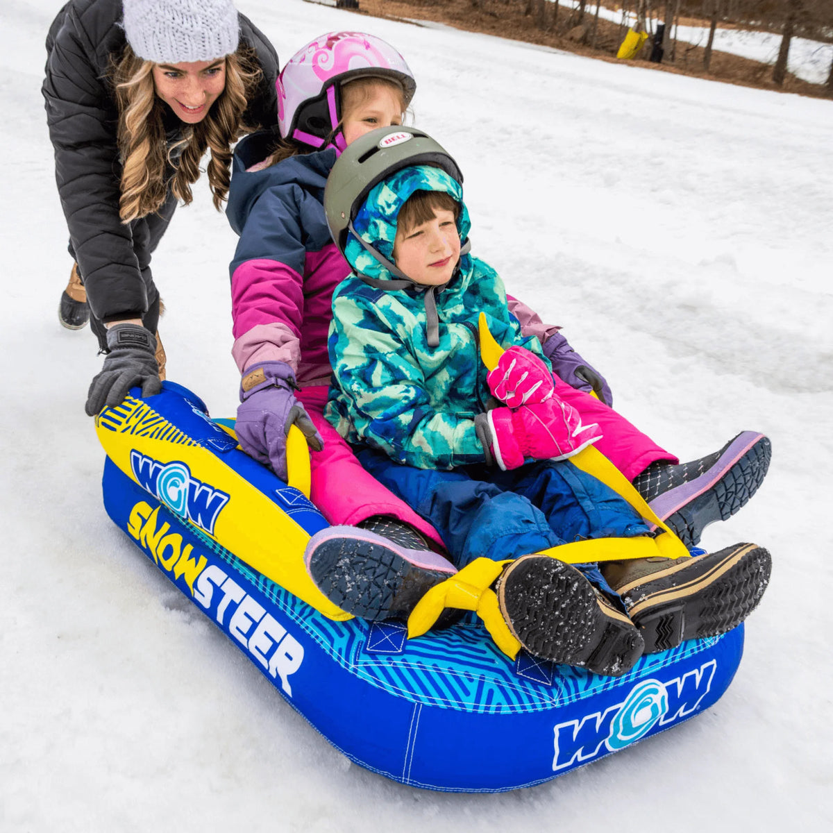WOW Watersports Snowsteer Snow Sled with Lying Position for Easy Sledding