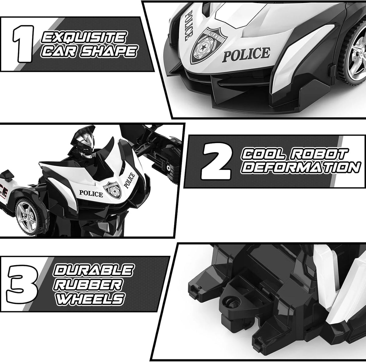 Rc Cars for Boys 4-7 8-12, 2.4Ghz Remote Control Car 1:18 Scale Transforming Robot, One-Button Deformation 360° Rotation Car Toy Gifts for Boys 3-5