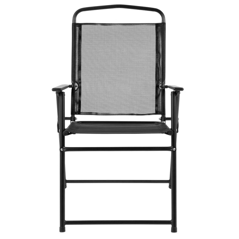 Amlie 6-Piece Rippled Glass Outdoor Patio Table Set with Folding Chairs by Flash Furniture