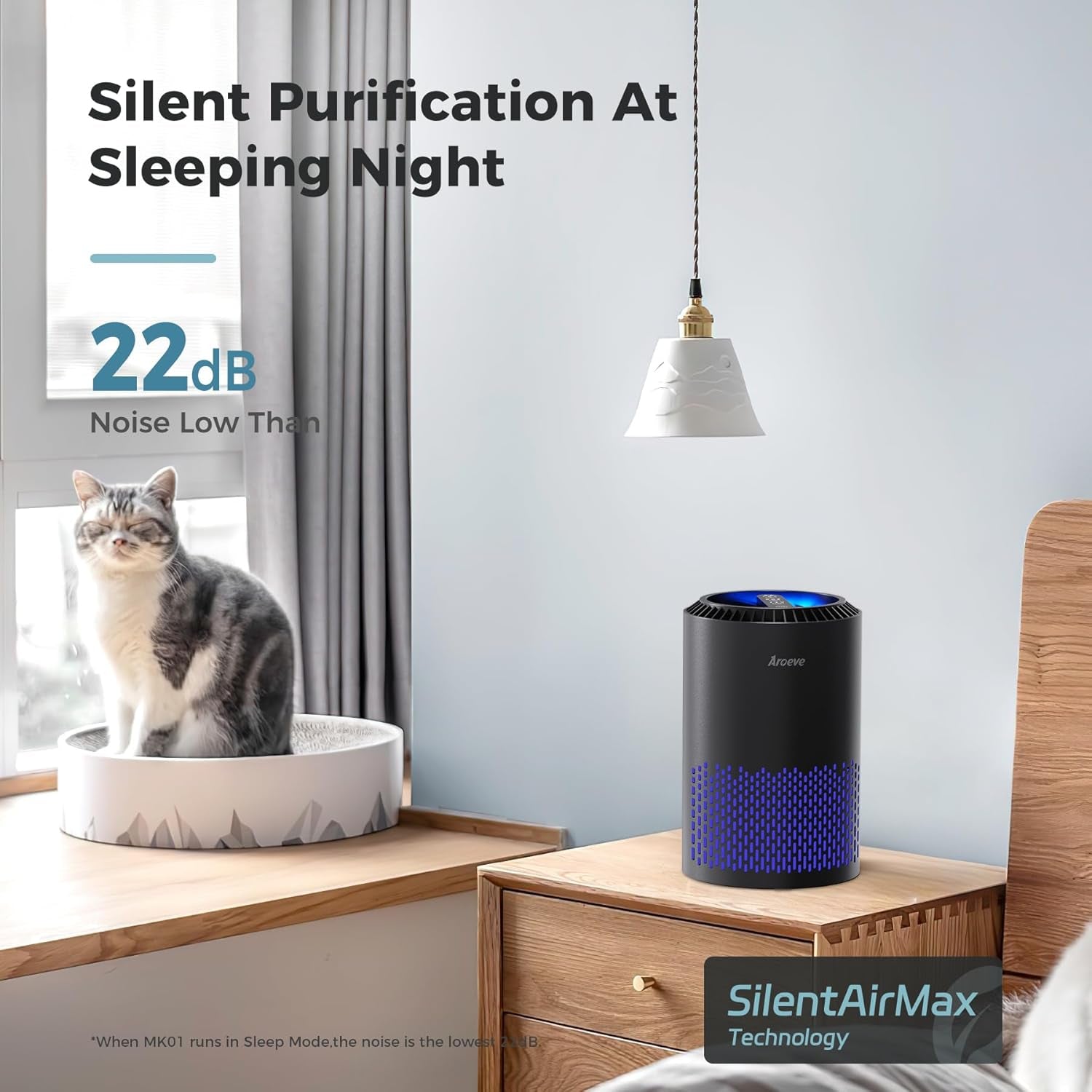 Air Purifiers for Bedroom Home, Air Purifier for Smoke Pollen Dander Hair Smell Air Cleaner with Sleep Mode Speed Control for Bedroom Office, MK01- Black(Available for California)