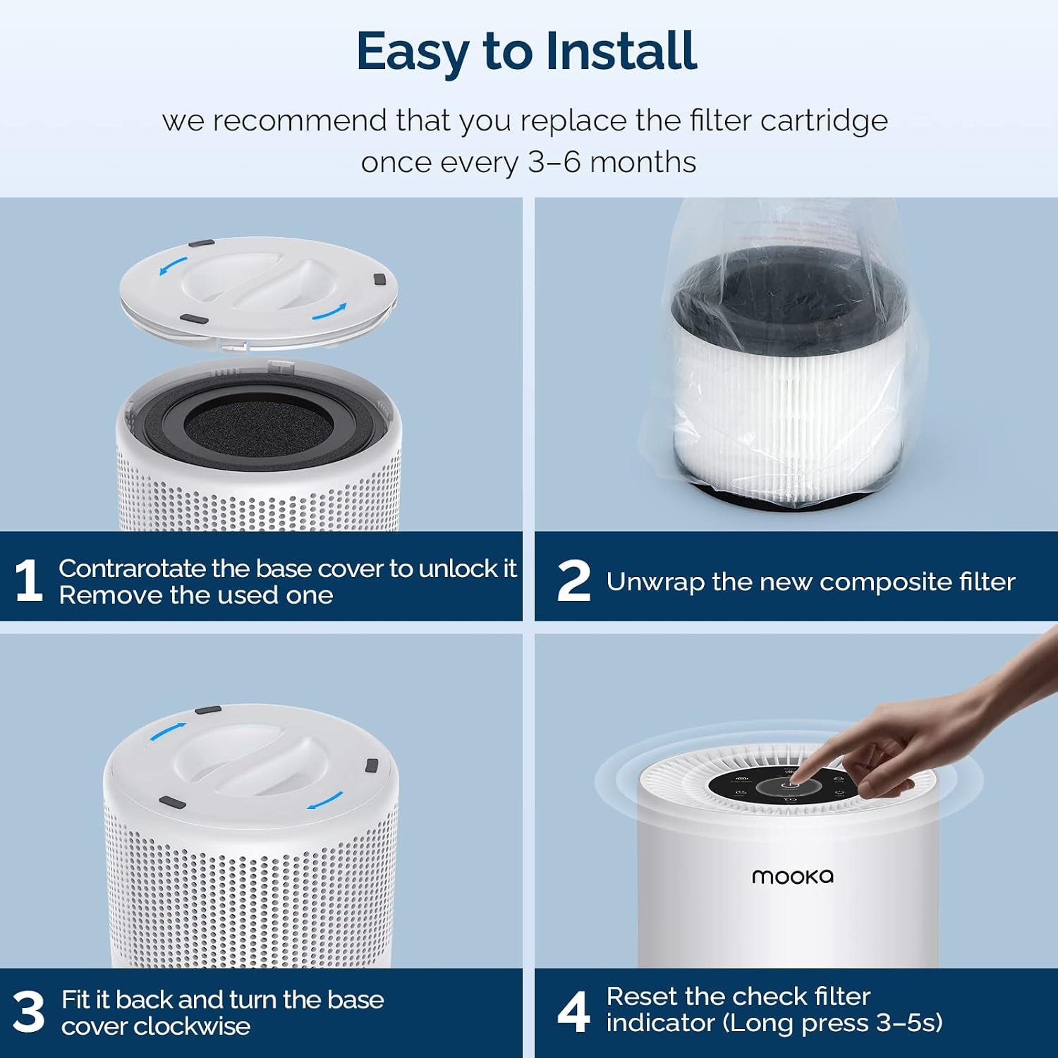 Air Purifier and Filter Combo, Air Purifiers for Home Large Rooms up to 1300Ft²,  H13 True HEPA Air Purifier for Bedroom Pets with Fragrance Sponge, Timer, Air Filter Cleaner