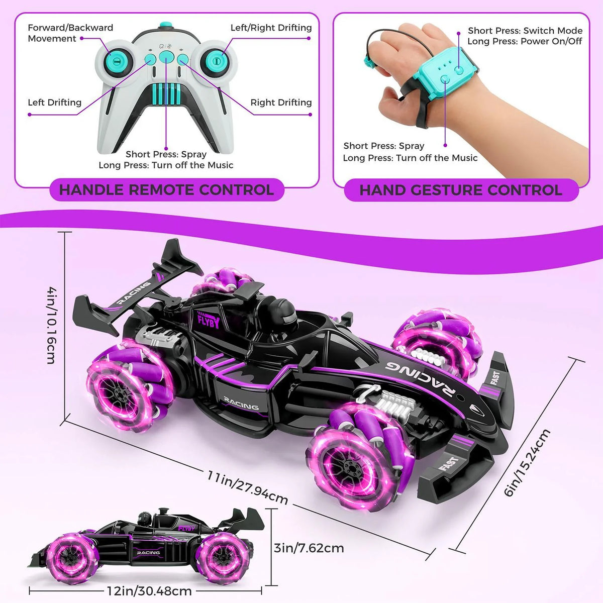 Formula One Full-Drift Racing Car Equipped with a Dual-Control Mode Controller and Gesture Control