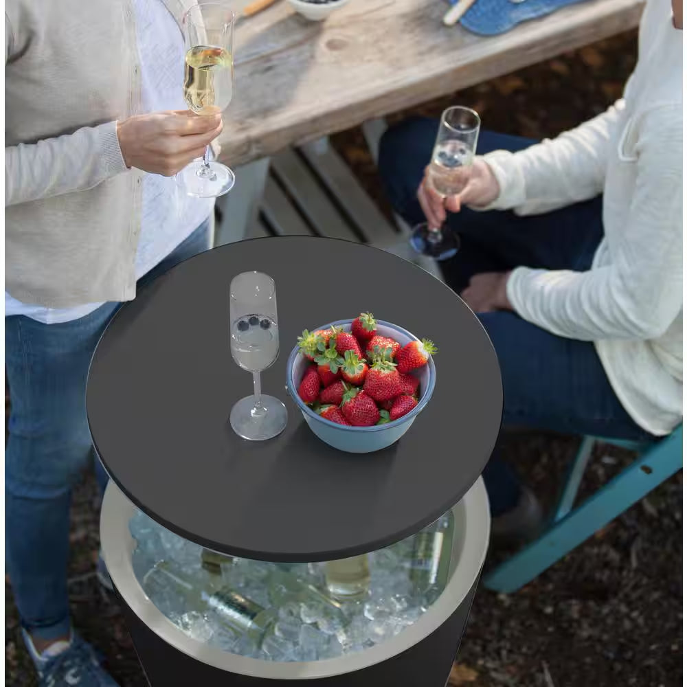 Cool Bar Gray Resin Outdoor Accent Table and Cooler in One