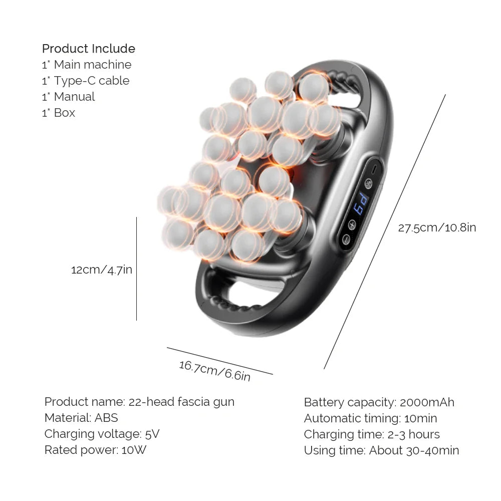 16-Head Fascia Gun High-Frequency Vibration Body Massage Gun Back and Waist Massager Neck Shoulder Massager Muscle Masajeador