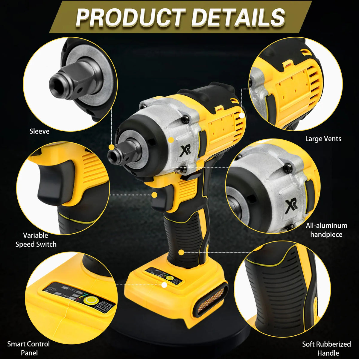 1/2 Inch Electric Wrench Cordless Impact Driver 20V Powerful Brushless 280 Ft-Lbs (380N.M) with 3.0Ah Battery and Charger