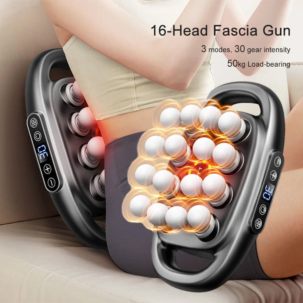 16-Head Fascia Gun High-Frequency Vibration Body Massage Gun Back and Waist Massager Neck Shoulder Massager Muscle Masajeador