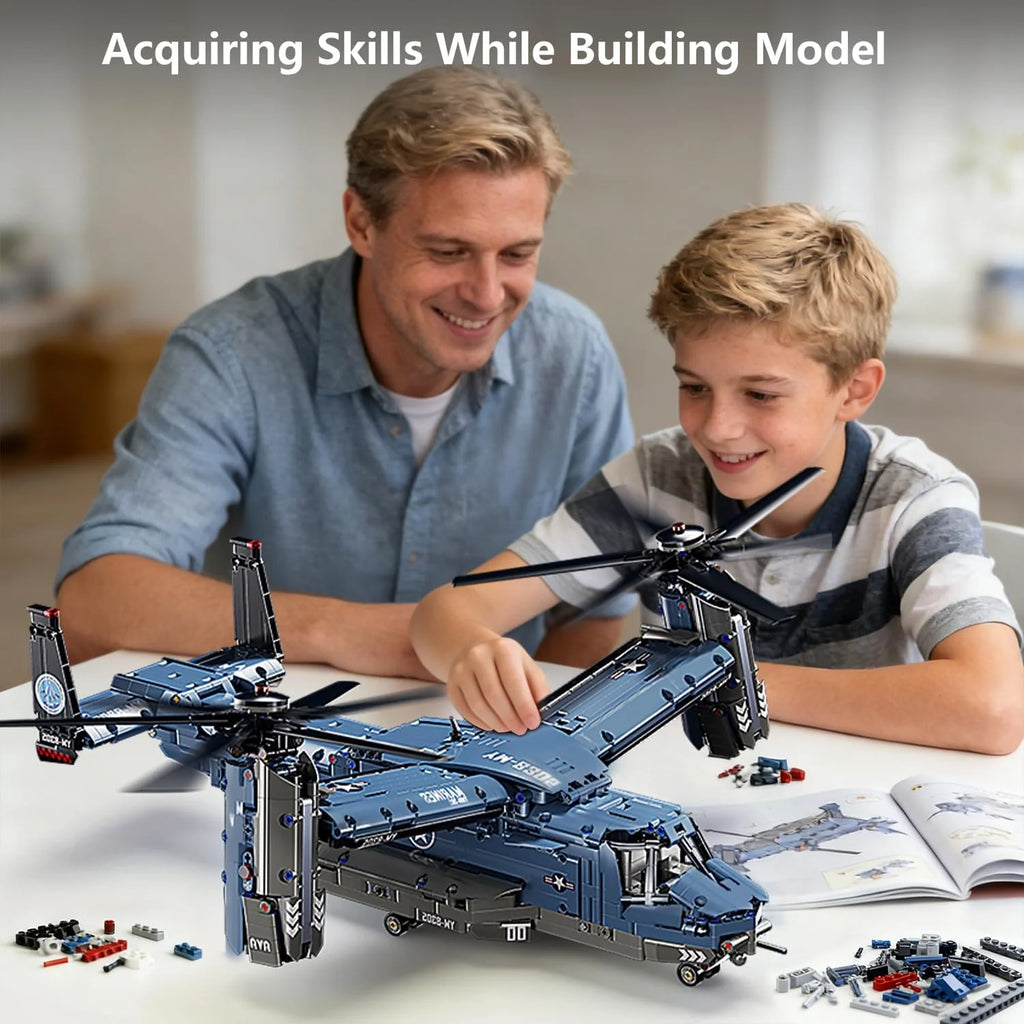 Military Helicopter Building Kit, V-22 Osprey Aircraft Model, 1,486 Pieces