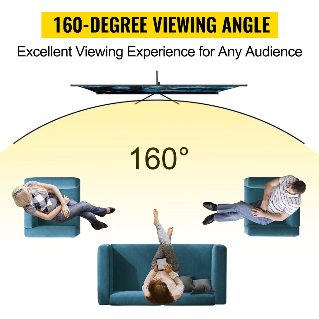 100 Inch Tripod Projector Screen with Stand 16:9 4K HD Portable Projection Home Cinema for Indoor & Outdoor Projection