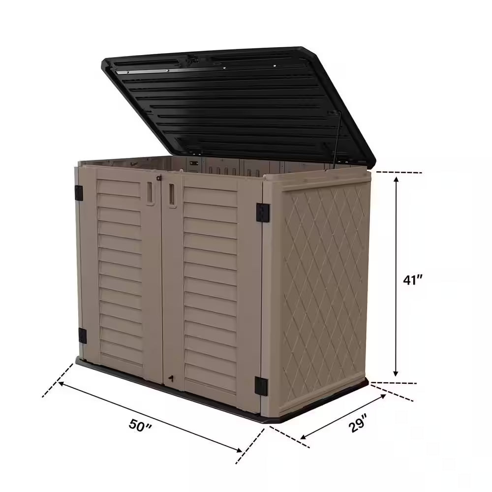 50 In. W X 29 In. D X 41 In. H HDPE Outdoor Storage Cabinet in Coffee (Shelves Not Included)