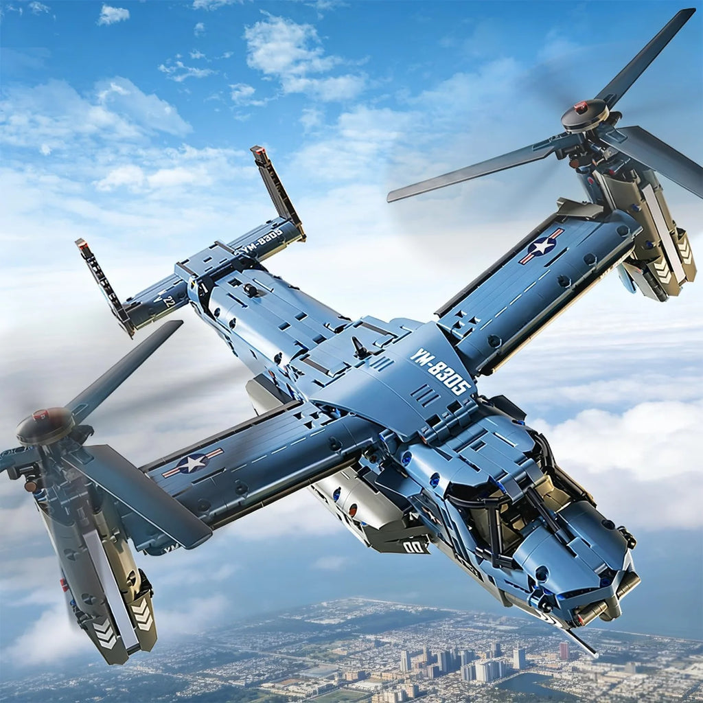 Military Helicopter Building Kit, V-22 Osprey Aircraft Model, 1,486 Pieces