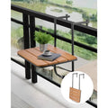 Balcony Hanging Table, 25 X 24 in Folding Balcony Railing Table, Outdoor Balcony Bar Table for Railings, 4-Level Adjustable, Fit Railing from 1' to 8.27', Serving Table for Patio & Deck