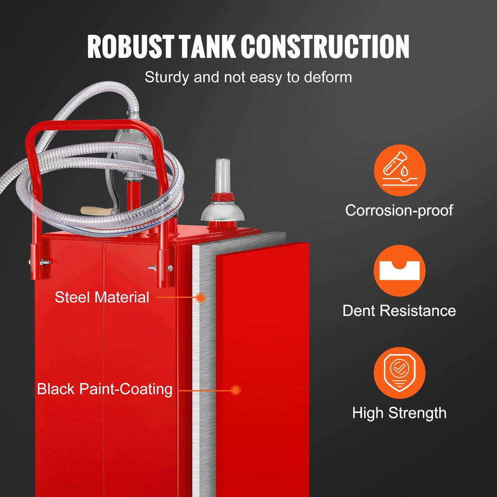 VEVOR 30 Gallon Fuel Caddy, Gas Storage Tank & 4 Wheels, with Manuel Transfer Pump, Gasoline Diesel Fuel Container for Cars, Lawn Mowers, Atvs, Boats, More, Red