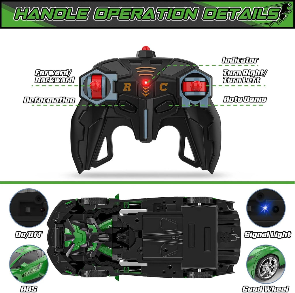 Rc Cars for Boys 4-7 8-12, 2.4Ghz Remote Control Car 1:18 Scale Transforming Robot, One-Button Deformation 360° Rotation Car Toy Gifts for Boys 3-5