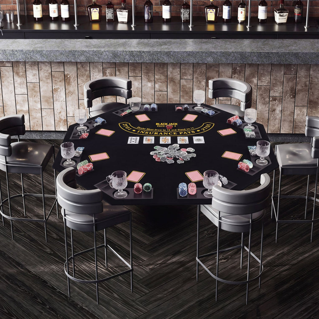 8-Player Foldable Poker Table Top with Cup Holders