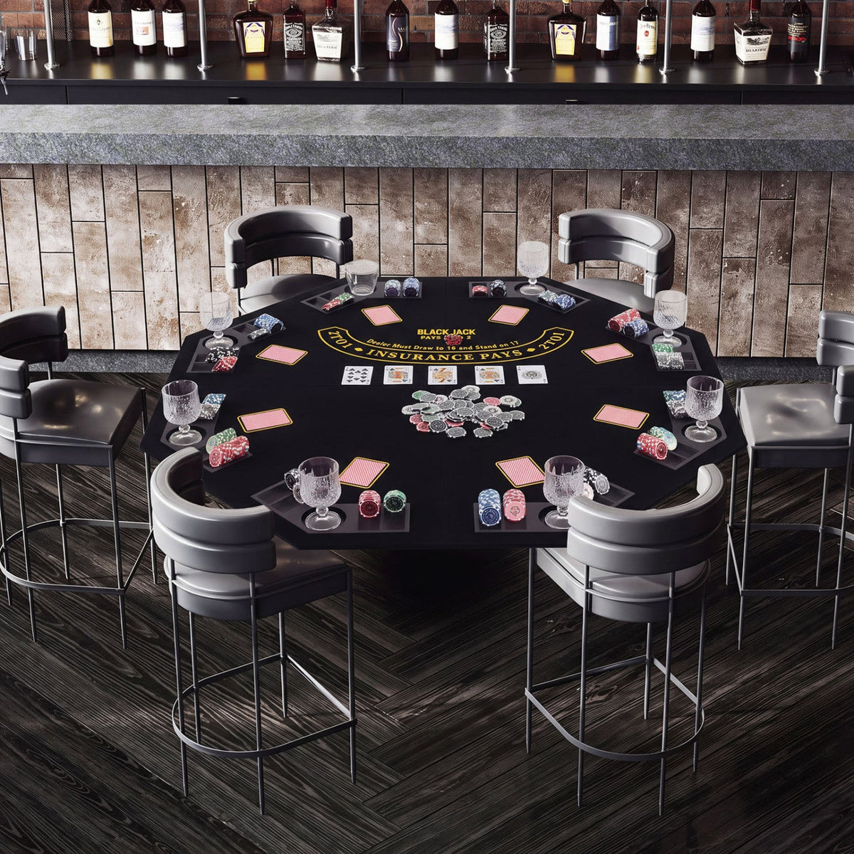 8-Player Foldable Poker Table Top with Cup Holders