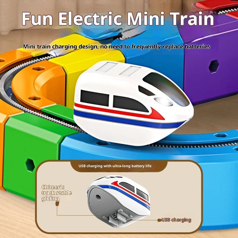 Small Train Track Cube Electric Assembled Building Block Toys