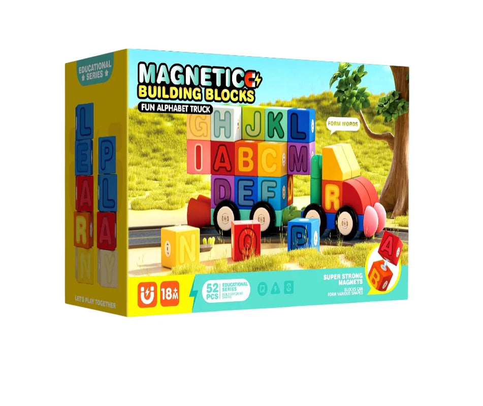 ABC Foam Magnetic Blocks for Toddlers, 52Pcs, Building Letters Block for Kids 2 3 4 5 Years Old, Alphabet Blocks Toys Gifts for Boys Girls