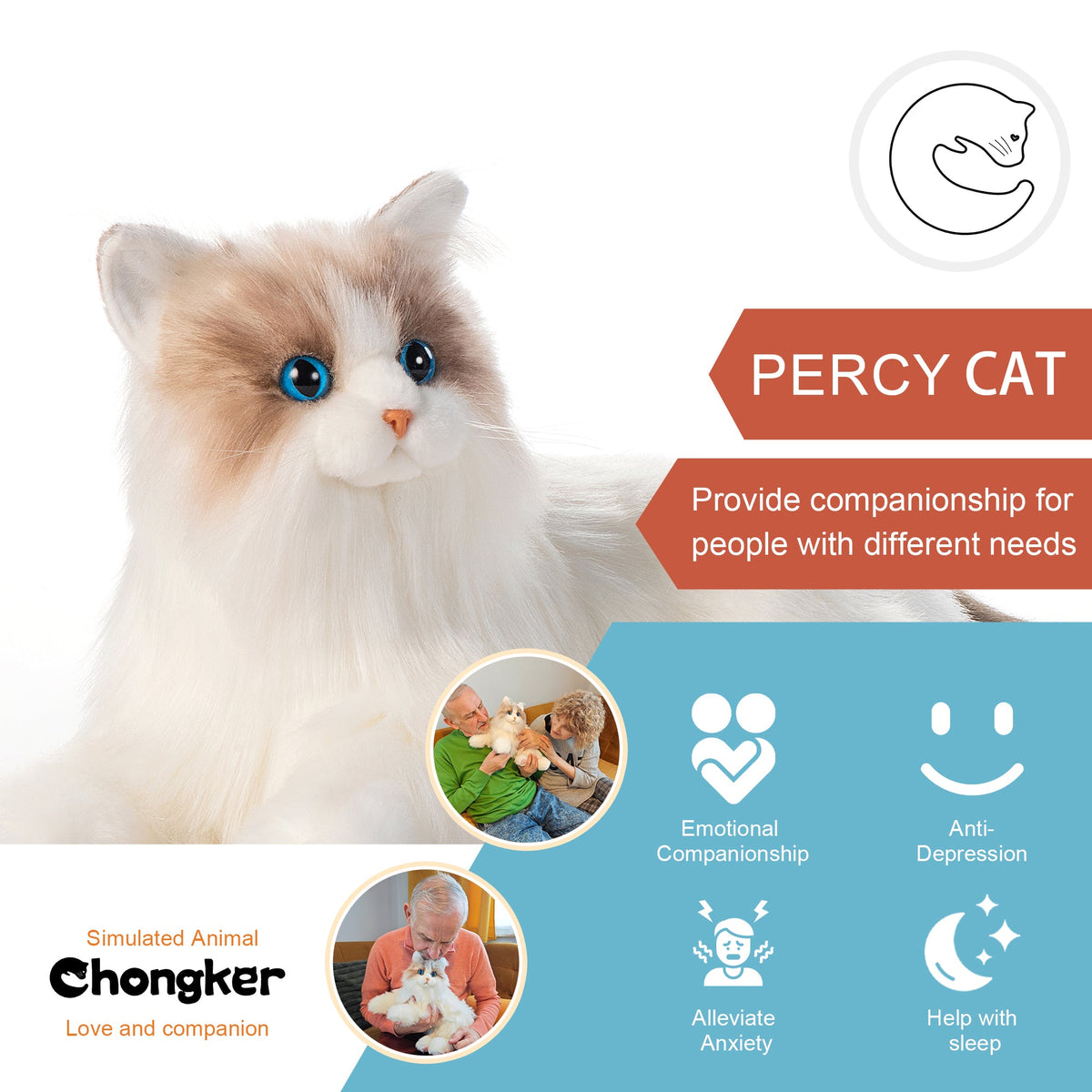 Percy Essential – Lifelike Interactive Robot Cat Companion for Seniors