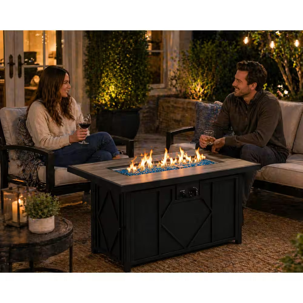 42 In. 60,000BTU Fire Pit Propane Gas Fire Pit Table Rectangular Tabletop