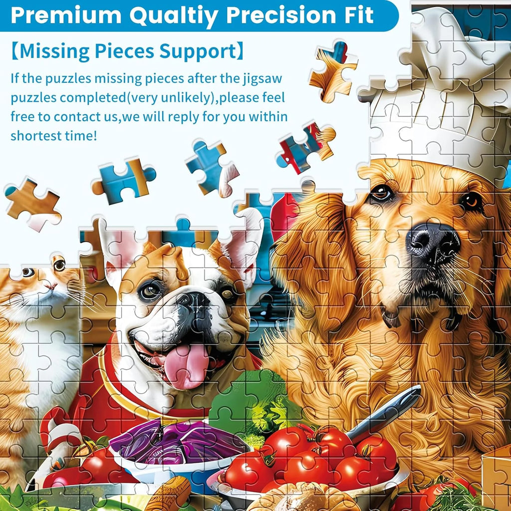 500 Piece Puzzles for Adults, Funny Puppy Animal Jigsaw Puzzles, Food Kitchen Jigsaw Puzzle, Animal Pet Lover Challenging Puzzles for Friends Family Activity Game Nights Gifts, 20.5×15 In