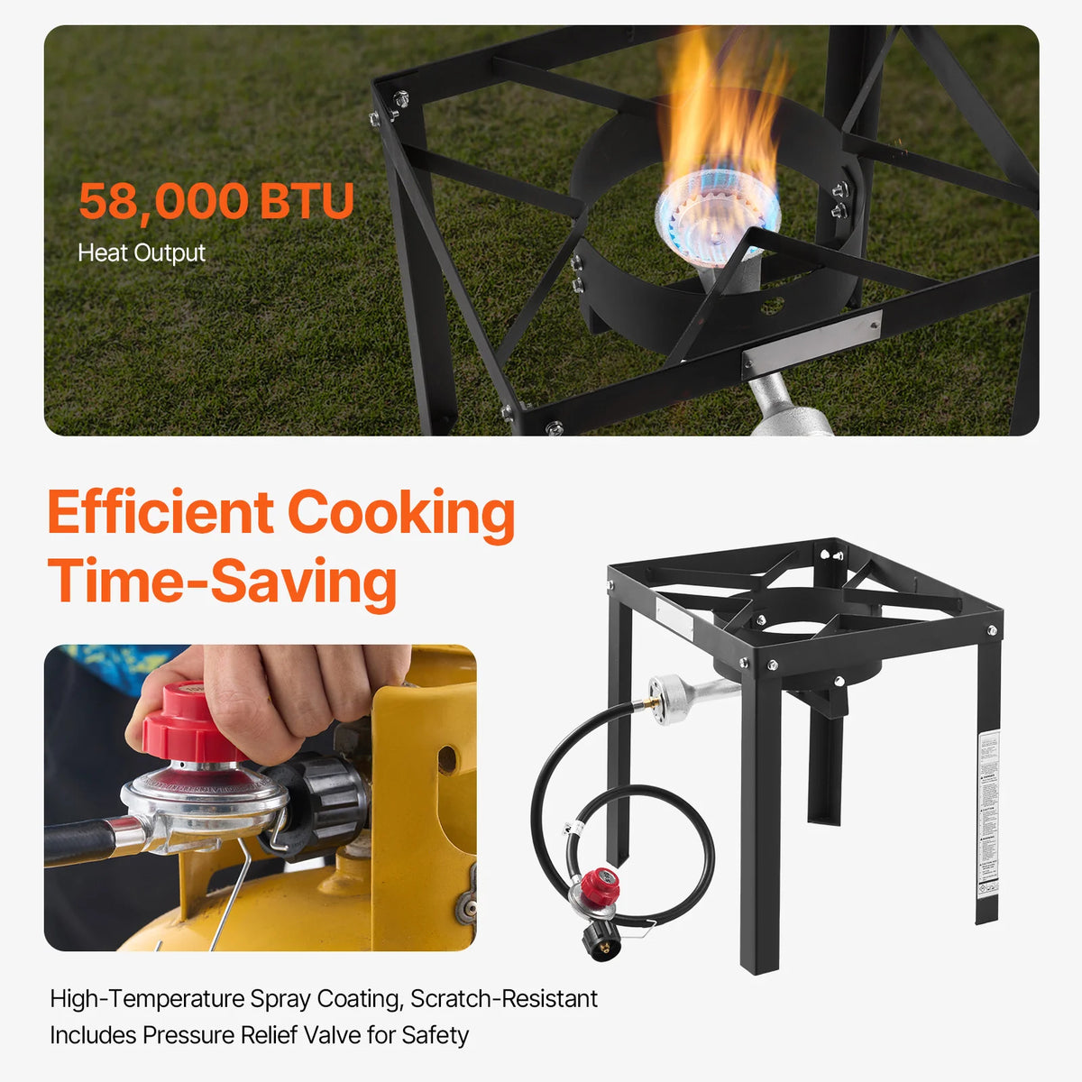 18 Qt Fish and Wing Fryer with Double Basket, Aluminum Propane Fish Fryer Kit, Outdoor Deep Fryer Seafood Pot with Thermometer and 58, 000 Btus Propane Burners, for Outdoor and Backyard Cooking