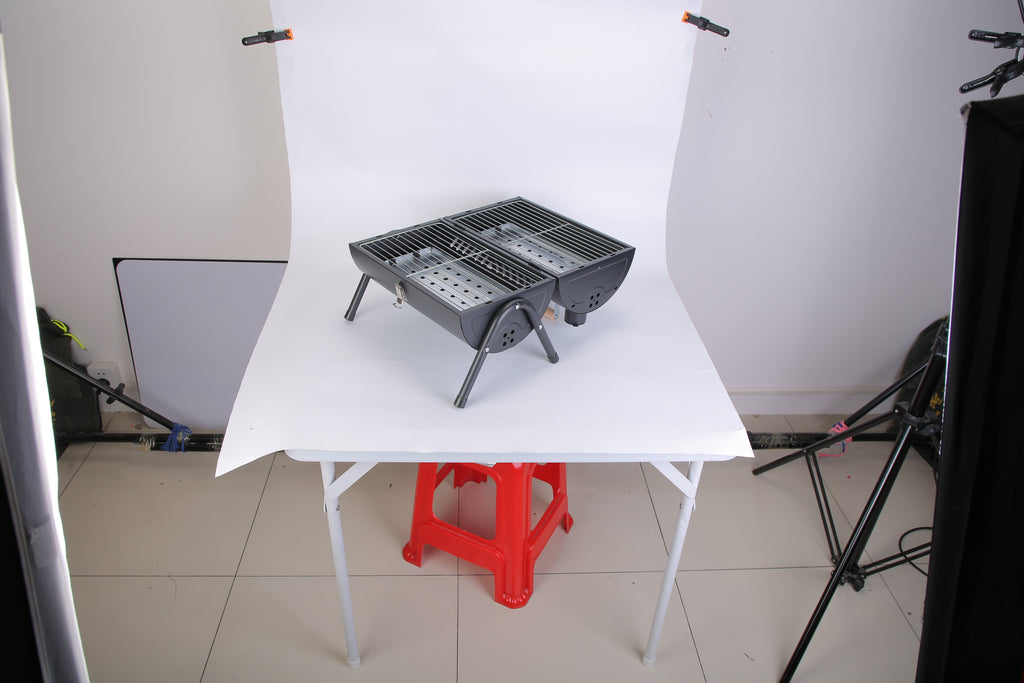 Portable Charcoal Grill Foldable BBQ Grill with Double-Sided Cooking Design, Chimney Vent, 10 Stainless Steel Skewers Carry Handle Outdoor Barbecue Grill for Camping Picnic Beach