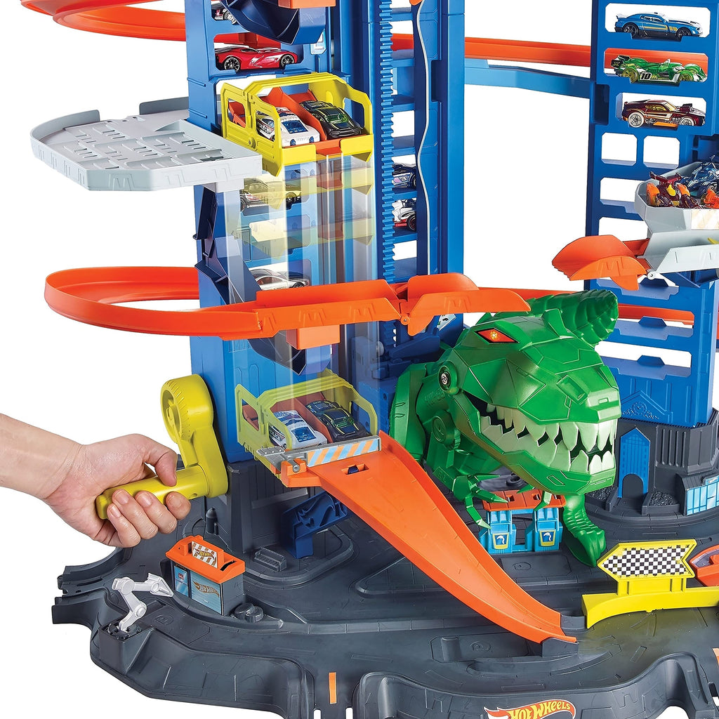 T-Rex Ultimate Hot Wheels Car Garage Over 3 Feet Tall!