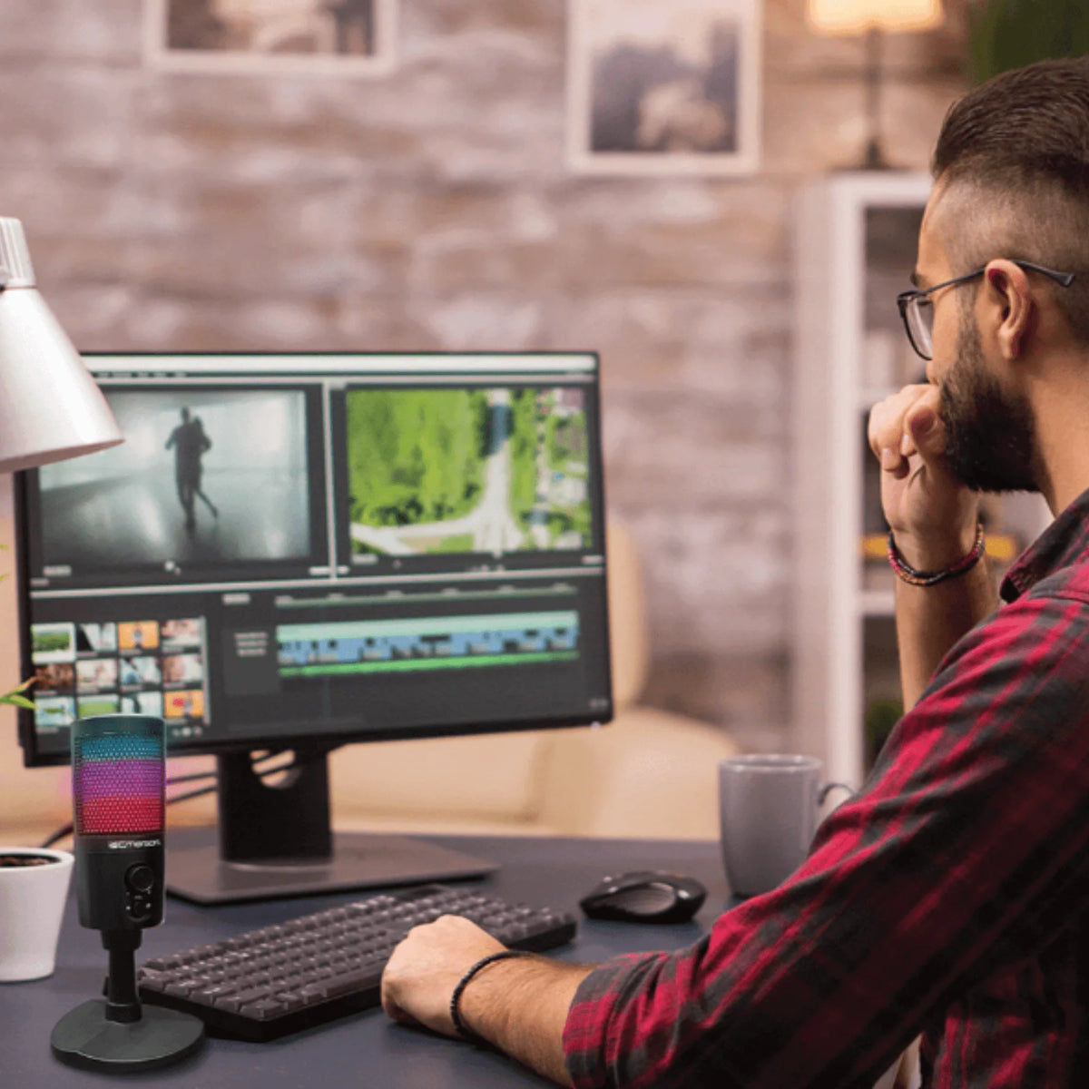 Emerson USB Gaming & Streaming Microphone with RGB Lighting with Tap-To-Mute
